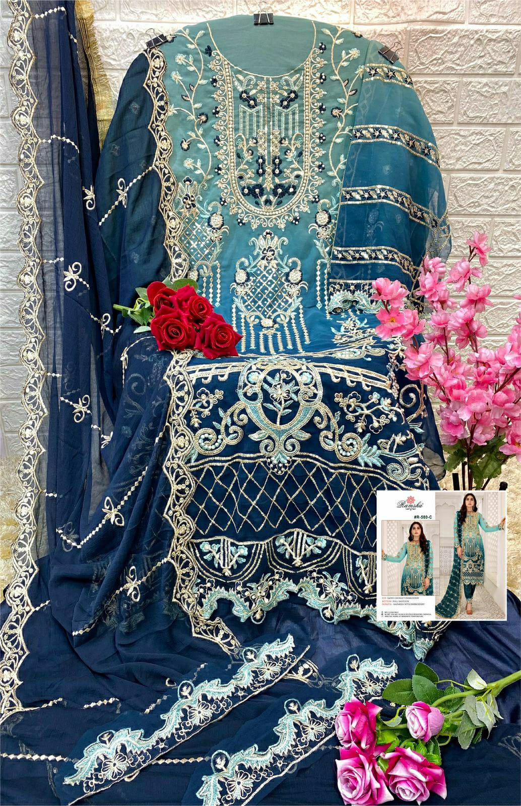 R 580 nx By Ramsha Pakistani Salwar Suits Catalog 